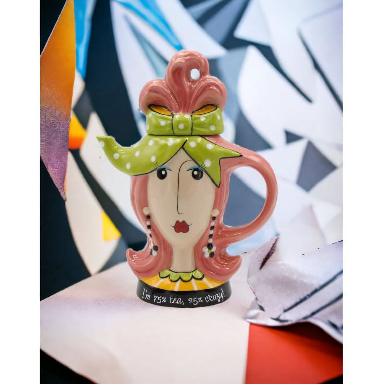 Ceramic Pink Hair Lady Teapot, Gift for Her, Gift for Mom, Kitchen