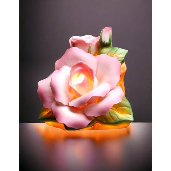 Ceramic Pink Rose Flower Plug-In Light Vintage Nature