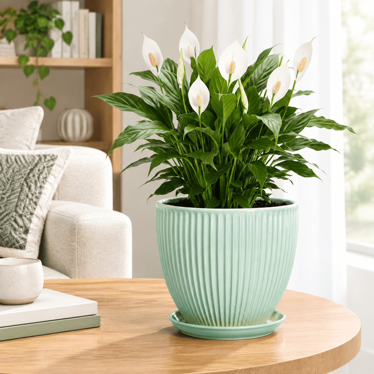 Ceramic Plant Pot 8 Inch Flower Pots With Saucer Mint Green - Walmart.com