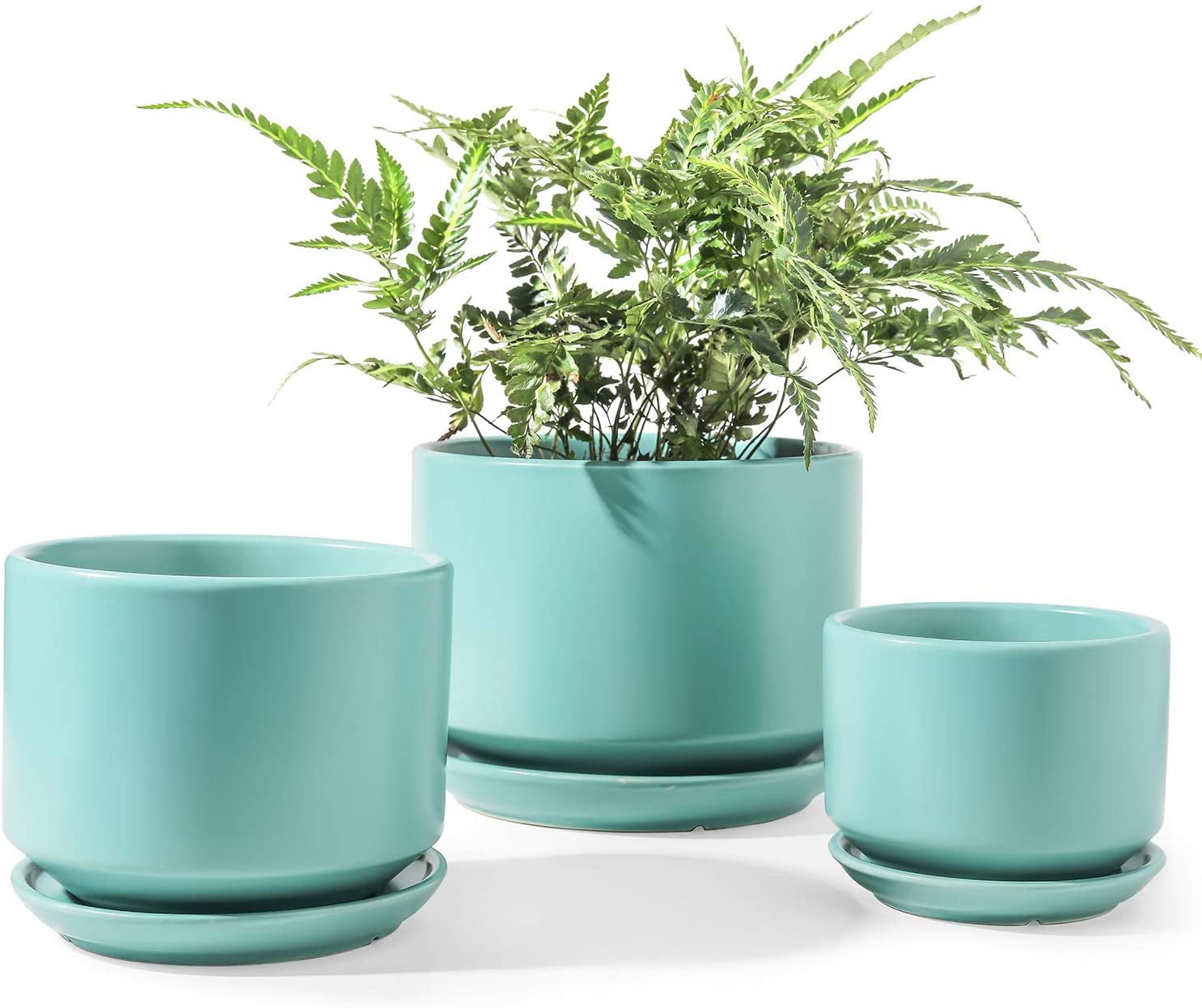 Ceramic Plant Pots, 4.3+5.3+6.8 inch, Set of 3, Planters with Drainage ...