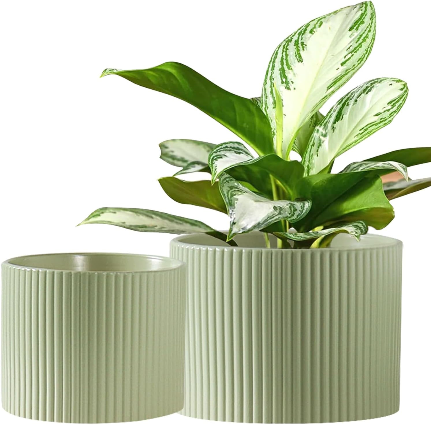 Ceramic Plant Pots, 8.1 + 6 Inch Planters for Indoor Plants, Modern ...