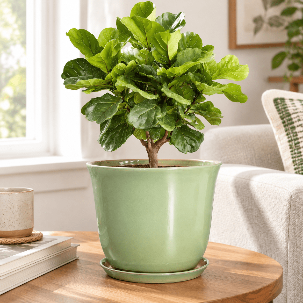 Ceramic Planter 12 Inch Plant Pot For Indoor Green - Walmart.com