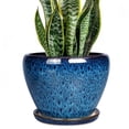 thumbnail image 1 of Ordivic 6 Inch Blue Ceramic Planter Pots with Drainage Hole and Saucer, Glazed Flower Pot for Indoor Succulents and Herbs, 1 of 8