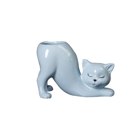 Ceramic Planter, Czzoypi Cute Tail Column Planter for Succulents, Unique Resin Decorative Pot for Home Office Desk Kitchen Balcony, Blue