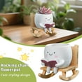 thumbnail image 1 of Ceramic Planter Pot with Cute Cartoon Character Reading Book, Decorative Succulent Plant Container for Home Office Desk, Unique Gift Idea, Rocking Chair Style Design, 1 of 9