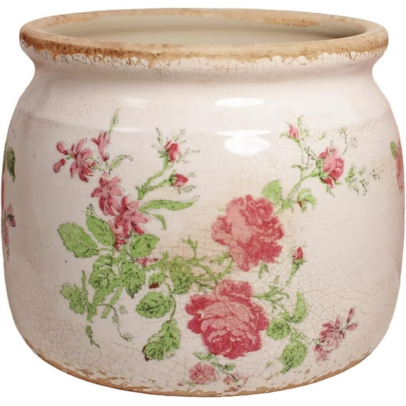 Ceramic Planters for Indoor Plants, Plant Pots with Drainage Hole, 6.29in. Flower Pots for Indoor Plants, Vintage Planters & Succulent Pots, Crackle Glaze Finish Plant Pots, Vintage Floral