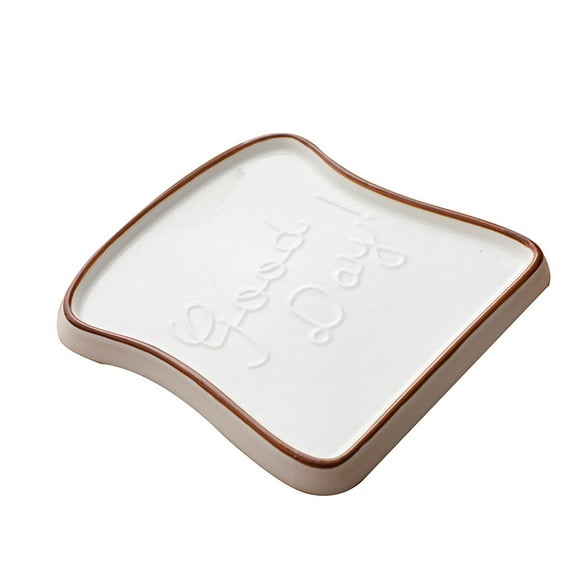 Ceramic Plate Multifunctional Breakfast Plates Toast Shaped Bread Plate, Salad Plate Fruit Snack Tray Household Tableware Dinner Plate, Durable Kitchen & Dining Tableware