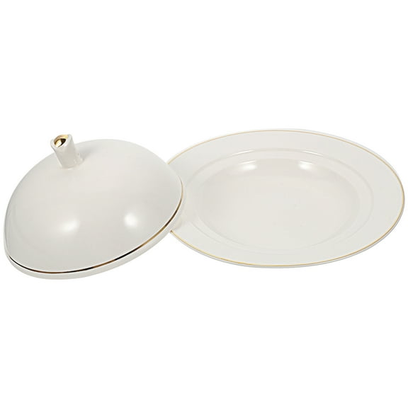 COOPHYA Ceramic Steak Plate White Round for Home Use 1 Set 8.06X8.06X4.05in