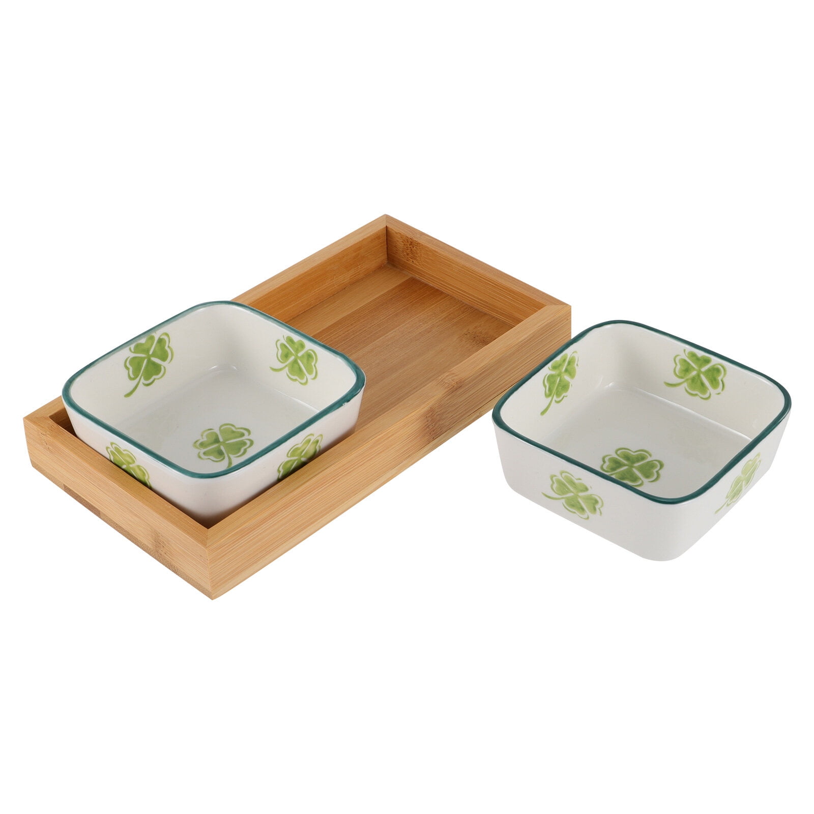 Ceramic Plates with Wooden Tray for Nuts Dried Fruit Snacks Candies Crackers Veggies Chips Party