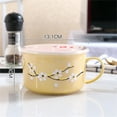 thumbnail image 1 of Ceramic Plum Blossom Instant Noodle Bowl With Lid Rice Bowl With Handle Household Student Lunch Box Sealed Soup Bowl Yellow, 1 of 4