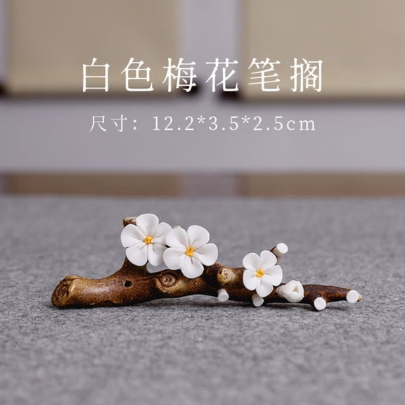Ceramic Plum Blossom Pen Holder Brush Rest Mountain Shape Calligraphy Desk Decor