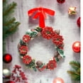 thumbnail image 1 of Ceramic Poinsettia Wreath 9" with Pinecones Red Ribbon Christmas Gift, 1 of 3