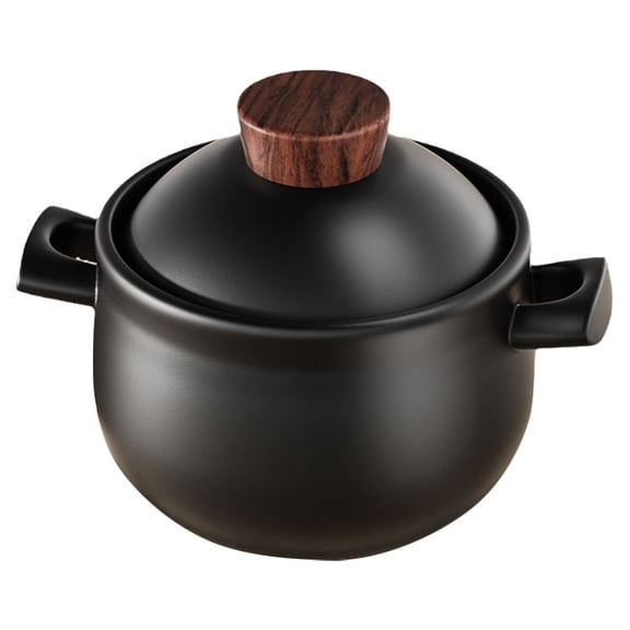 VORCOOL Black Ceramic Casserole Pot for Kitchen Use Heat Resistant Cooking Pot with Thick Handle 3.5qt