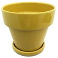 thumbnail image 1 of Ceramic Pot and Saucer plus Felt Feet - Sunflower - 4.5" x 4.3" #18588, 1 of 3
