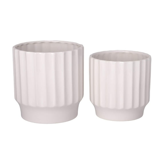 Ceramic Pot with Stand Set of Two Gloss