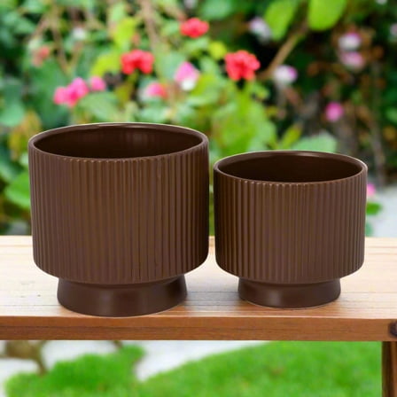 Pax Ceramic Planter with Stand Set (Set of 2)