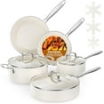 thumbnail image 1 of Ceramic Pots and Pans Set, Non Stick Cookware Sets 11 Pcs Non Toxic Cookware, Induction Cooking Pan Set, Cream White, 1 of 8