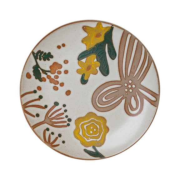 Ceramic Pottery Decorative Dish Stylish Serving Plate for Kitchen and Dining White