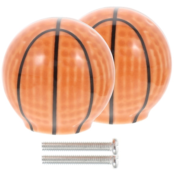 Ceramic Pottery Door knobs,Basketball Cartoon Cabinet Handle Cupboard Pulls Drawer Puller Knob for Kids Room Furniture 2Pcs