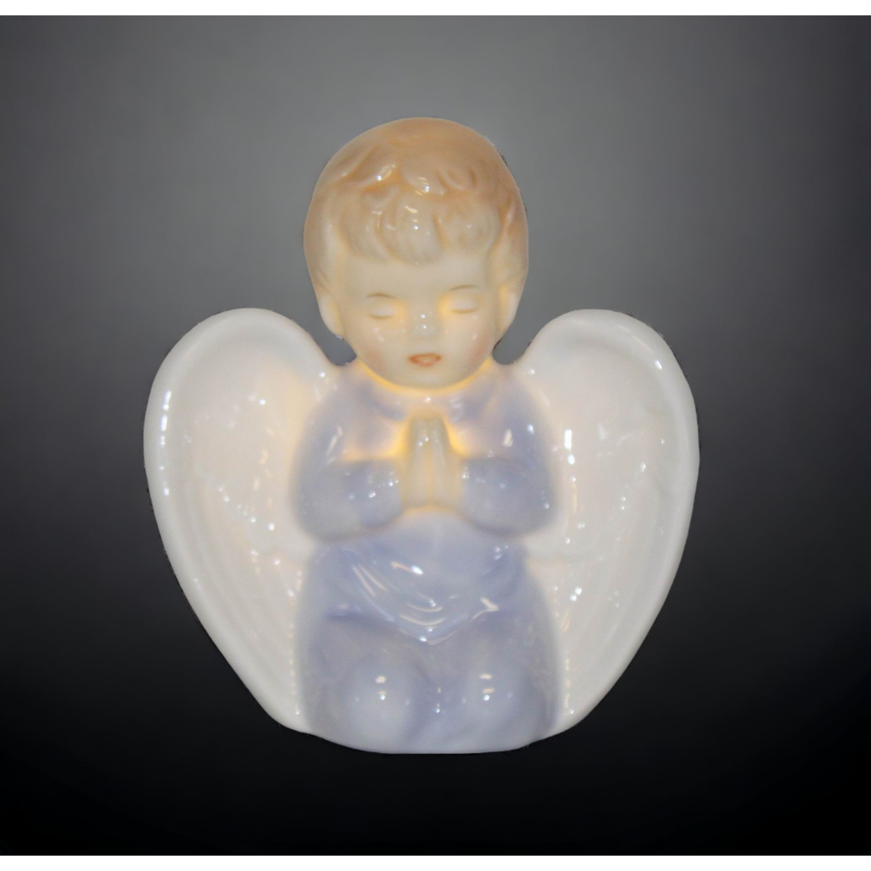 Ceramic Praying Angel Boy Led Night Light, Home Décor, Religious Décor