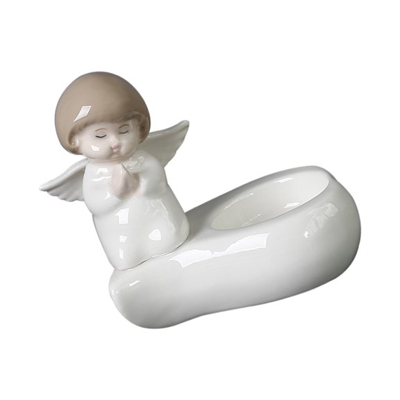 Ceramic Praying Angelic Statue Tealight Holders Safe Base Design for Prayer Ambiances Living Room Bedroom Decors