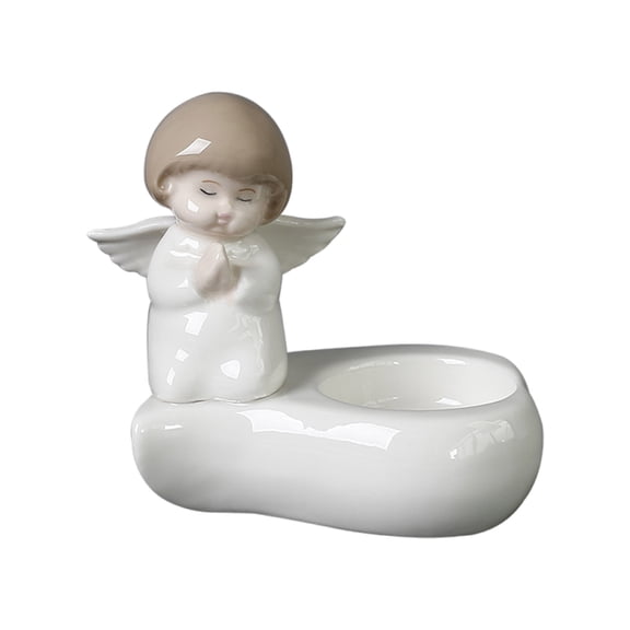 Ceramic Praying Angelic Statue Tealight Holders Safe Base Design for Prayer Ambiances Living Room Bedroom Decors