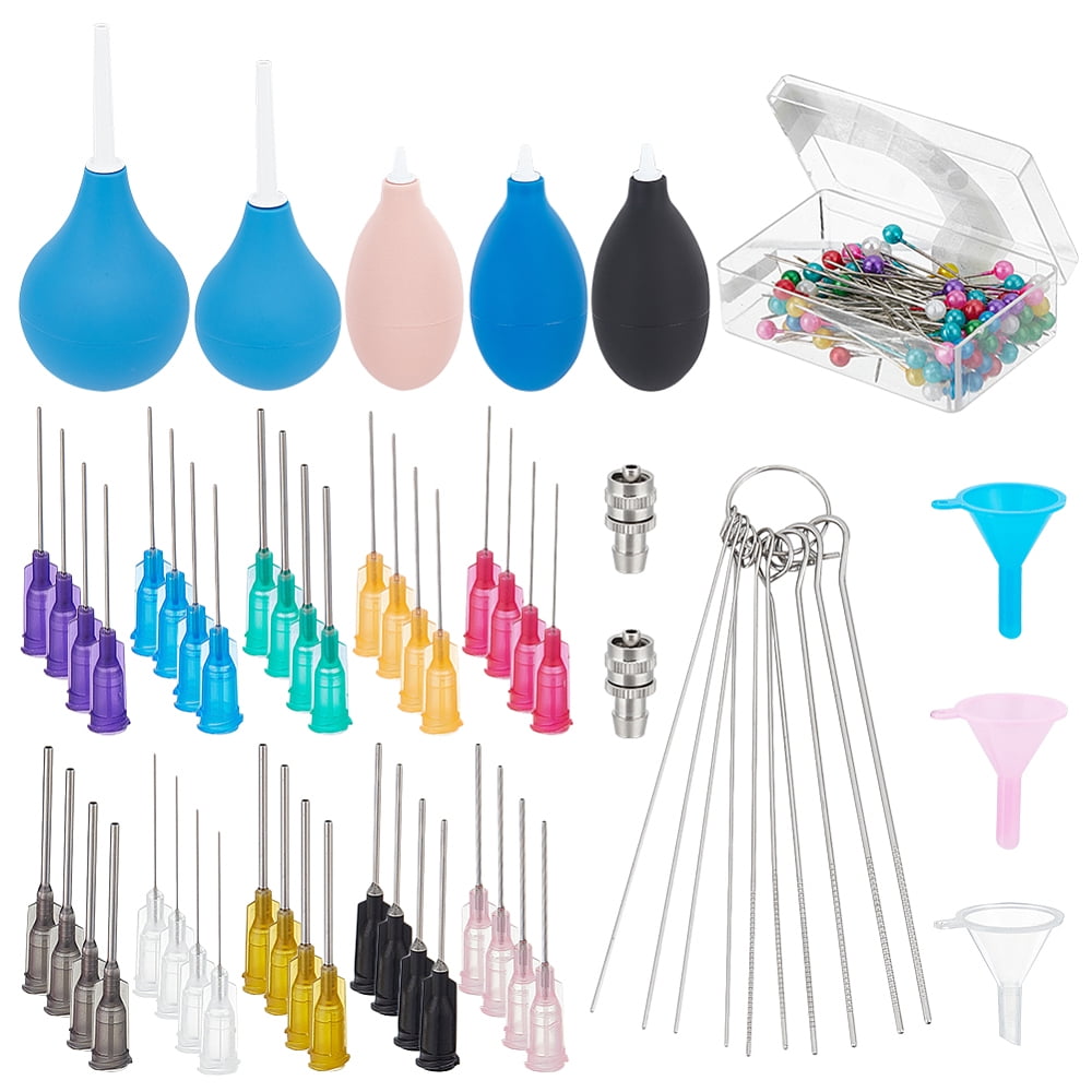 Ceramic Precision Glaze Applicator Tool Set Including Plastic Fluid Needle Dispense Tips 201 Stainless Steel Pin & Rubber Mini Air Dust Blower DIY