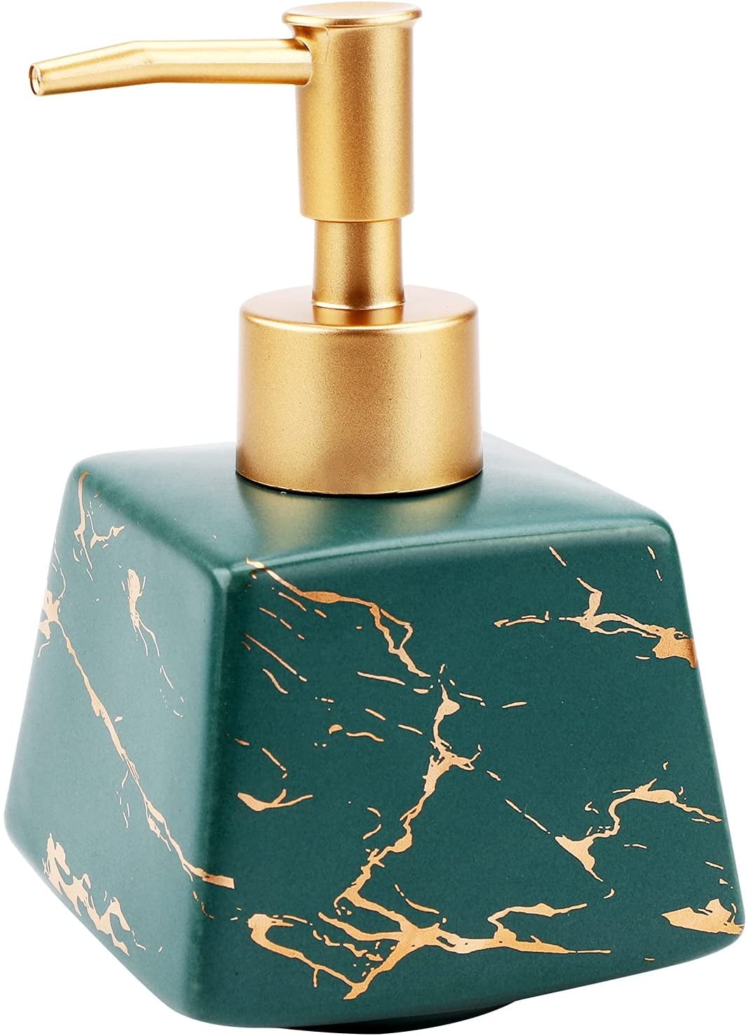 Ceramic Pump Bottle, Soap Dispenser Squeeze Bottle Shampoo Hand Lotion Bottle Ceramic Refillable Liquid Dispenser For Bathroom Green