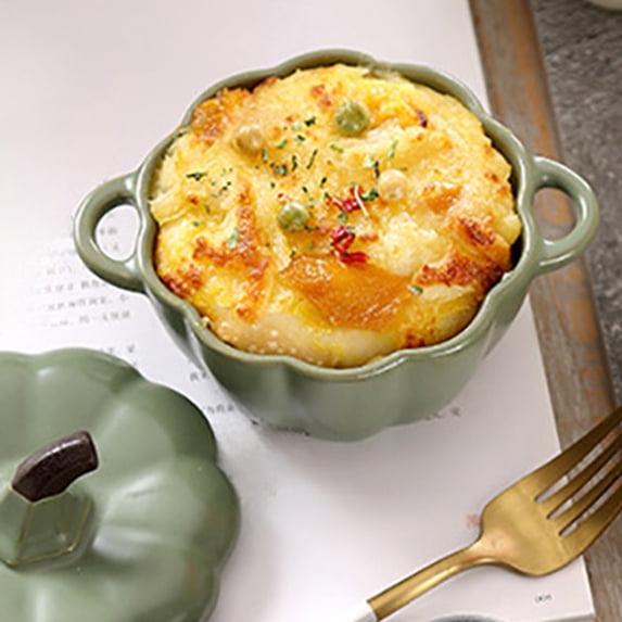 Ceramic Pumpkin Bowl Handmade Decorative Steaming Stewing Baking Serving Bowl With Lid Kitchen Decor Unique Gift