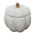 thumbnail image 1 of Ceramic Pumpkin Candle Holder – White Jack-O-Lantern Tealight Holder for Halloween Table Centerpieces and Fall Decor, 1 of 6
