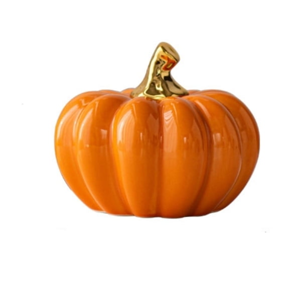 Ceramic Pumpkin Decor, Tabletop Home Decor Halloween Thanksgiving Accent Sturdy Stylish for Parties, Artificial Orange Ceramic Pumpkins Halloween Pumpkin Figurines,4.7x3.9 Inch