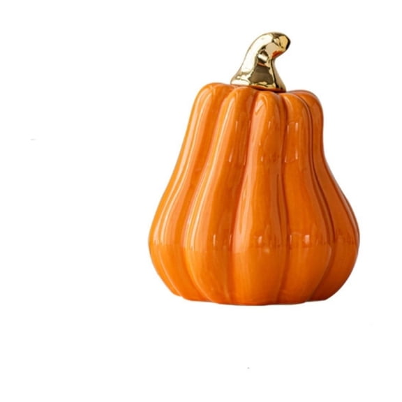 Ceramic Pumpkin Decor, Tabletop Home Decor Halloween Thanksgiving Accent Sturdy Stylish for Parties, Artificial Orange Ceramic Pumpkins Fake Faux Halloween Pumpkin Figurines,3.9x5.1 Inch