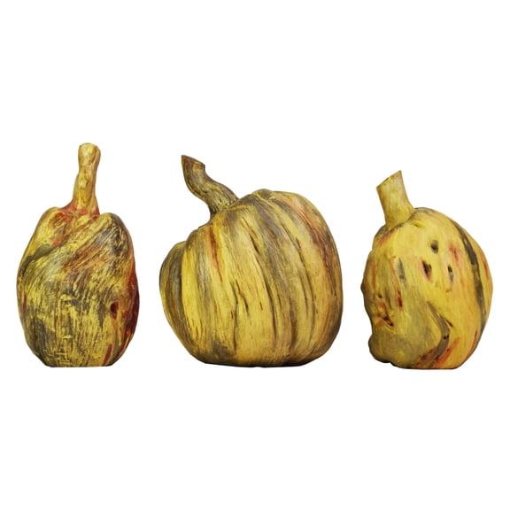 Ceramic Mini Pumpkins, Set of 3, Porcelain Tabletop Decor for Fall, Halloween and Thanksgiving