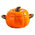 thumbnail image 1 of Ceramic Pumpkin Dutch Oven Soup Bowl With Lid, Oven Safe Cooking Pot For Thanksgiving Halloween, Orange Medium Size Casserole For Home Kitchen, 1 of 9