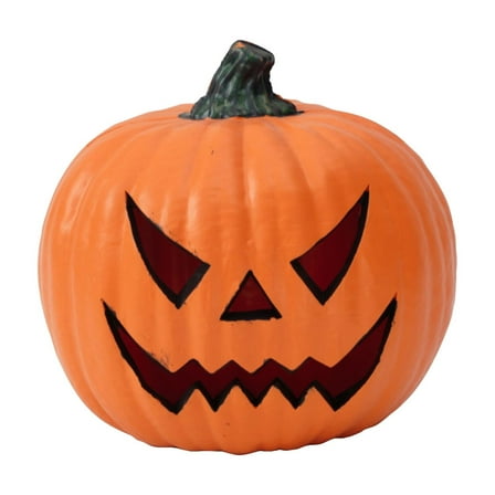 Ceramic Pumpkin Halloween Decoration, Smiling Jack-O'-Lantern, Tabletop Fall Ornament for Home, Office, Party Decor