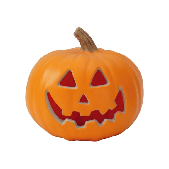 Ceramic Pumpkin Halloween Decoration, Smiling Jack-O'-Lantern, Tabletop Fall Ornament for Home, Office, Party Decor