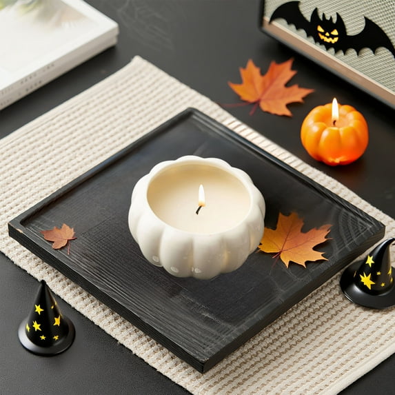 Ceramic Pumpkin Jar with Lid - Orange or White Halloween Thanksgiving Tea Canister, Candy Storage, Snack Bowl, Party Decor, 4.13x3.15 inches