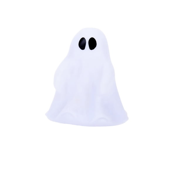 Ceramic Pumpkin Light Up Tabletop Decoration for Halloween Indoor Desktop Display with Carved Face Pattern Battery Operated Design for Home Office Party Use, Ghost