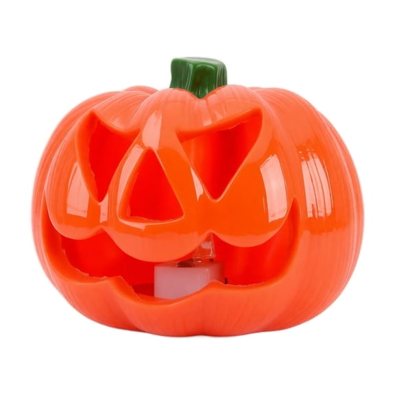 Ceramic Pumpkin Light Up Tabletop Decoration for Halloween Indoor Desktop Display with Carved Face Pattern Battery Operated Design for Home Office Party Use