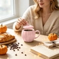 thumbnail image 1 of Ceramic Pumpkin Mug with Lid, 14oz Coffee Mug for Fall & Autumn, Cute Coffee Cup for Tea and Hot Cocoa, Microwave Safe Novelty Gift for Women, Friends, and Family, 1 of 4