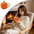 thumbnail image 1 of Ceramic Pumpkin Mug with Lid, 14oz Coffee Mug for Fall & Autumn, Cute Coffee Cup for Tea and Hot Cocoa, Microwave Safe Novelty Gift for Women, Friends, and Family, 1 of 5