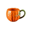 thumbnail image 1 of Ceramic Pumpkin Mug with Green Vine Handle Glossy Body for Coffee Fall Halloween Thanksgiving, 1 of 5