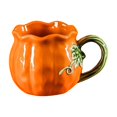 thumbnail image 1 of Ceramic Pumpkin Mug with Green Vine Handle Glossy Body for Coffee Fall Halloween Thanksgiving, 1 of 6