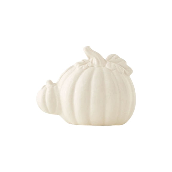 Ceramic Pumpkin Ornament Elegant Pumpkin Statue Handmade Artwork Pumpkin Table Ornament for Thanksgiving Halloween Decoration 1Pcs (White)