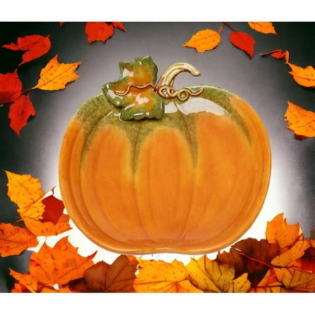 Ceramic Pumpkin Plates Set of 4 Kitchen Thanksgiving Home Gift