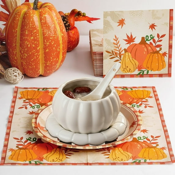 Ceramic Pumpkin Soup Bowl with Lid, Decorative Ramekin for Baking Steaming, Oven-Safe Dessert Dish for Thanksgiving Dinner(B)
