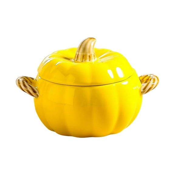 Ceramic Pumpkin Soup Tureen With Lid And Handles Small Size Serving Bowl For Dining Tableware Home Decor