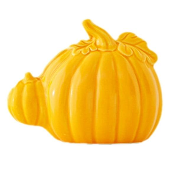 Ceramic Pumpkin Table Decoration, Halloween Ornament for Home Decor, Sturdy Ceramic Craft Smooth Finish for Halloween and Thanksgiving Festivities, 4.8x2.4x3.8"