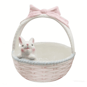 Ceramic Bunny Easter Basket Porcelain bunny bowls Tableware Desktop Party Supplies Flower Pot Egg Holder Candy Serving Bowls Holiday Gift, 4.72" x 4.72" x 5.31"