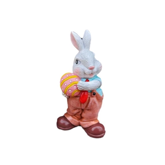 Ceramic Rabbit Figurine, Bunny Statue Tabletop Decor, Easter Spring Gift for Home Decoration, Collectible Resin Animal Sculpture Art